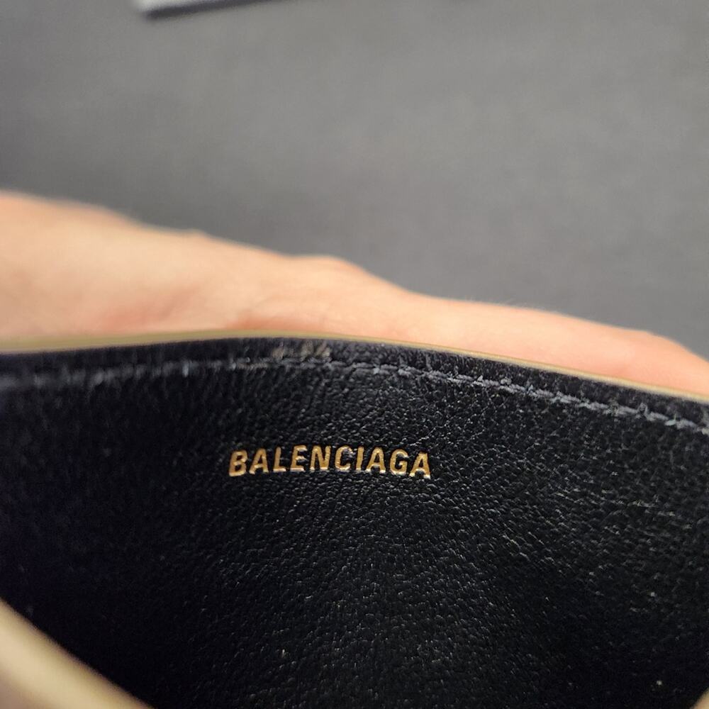 Authentic BALENCIAGA Leather Card Holder Gold Tan Luxuy - Picture 5 of 7